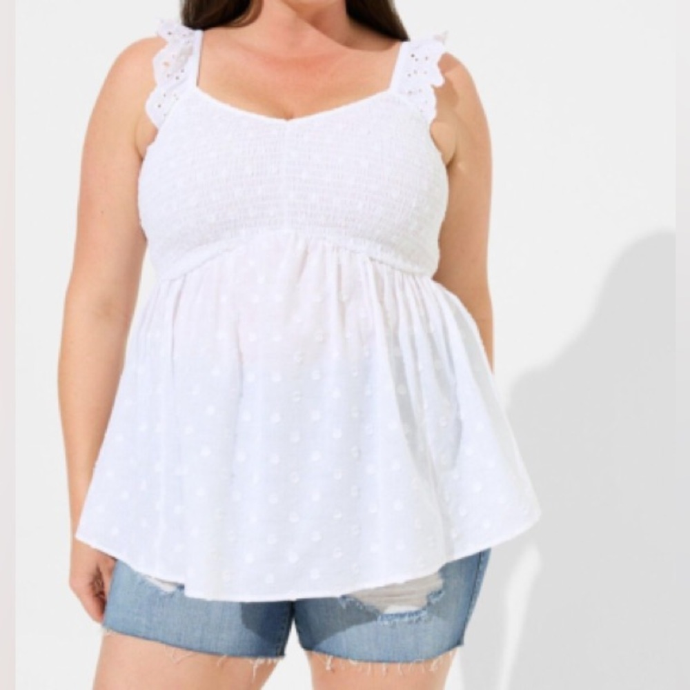 NWT Torrid baby doll cotton clip smocked bodice tank